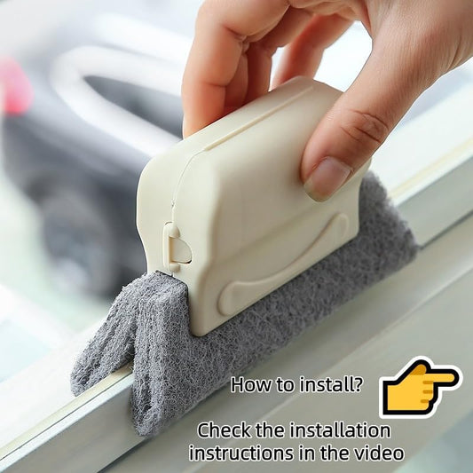 Multi-Functional Window Track Cleaner - Window Groove Cleaning Brush Tools with Corner Scraper & Detachable Brush, Portable for Crevice - Sill Scrub Brush Tool for Bathroom, Kitchen Tiles, Door Slots