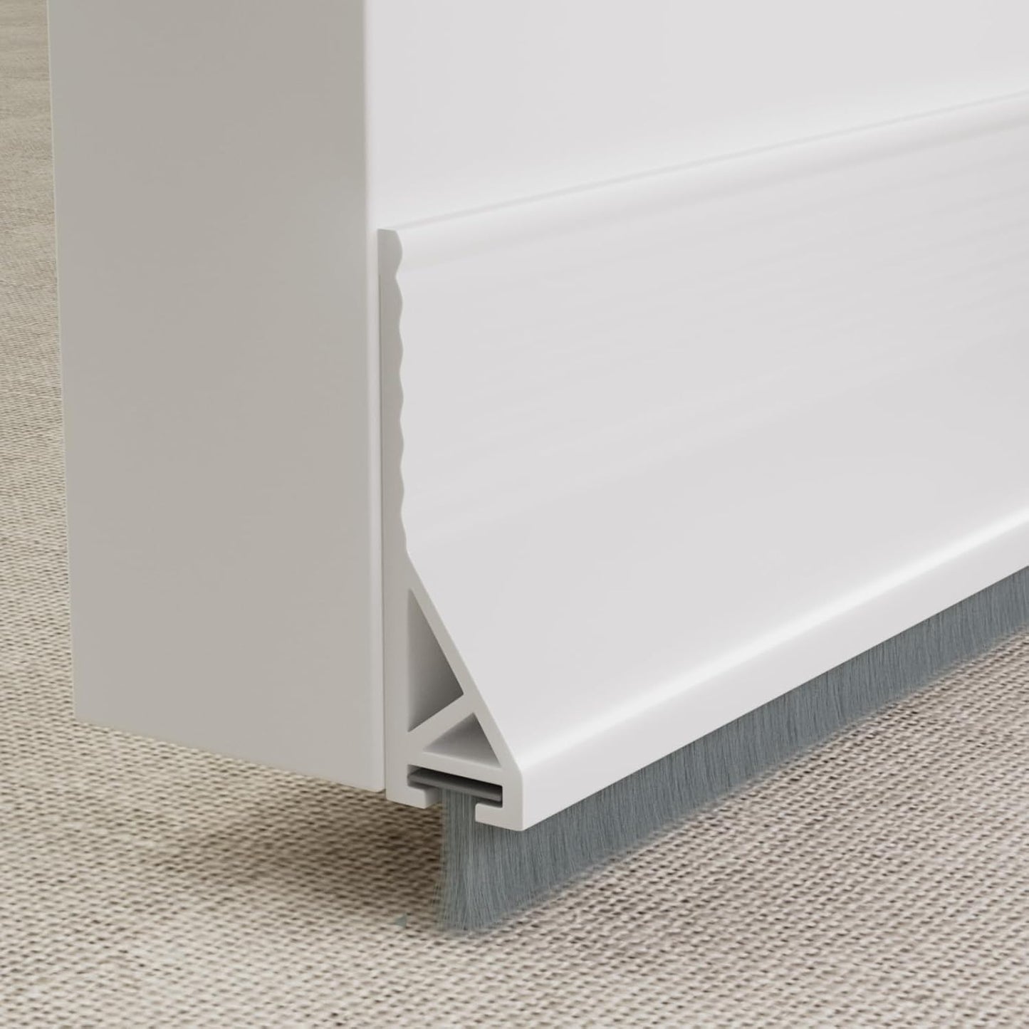 KNEELISA 39”X 1 Pack Door Sweep Brush Bottom Exterior & Interior,Silicone | Adhesive Under Door Draft Stopper with Bristle,Gap Filler Noise Blocker,Soundproofing Seal Strip,Black
