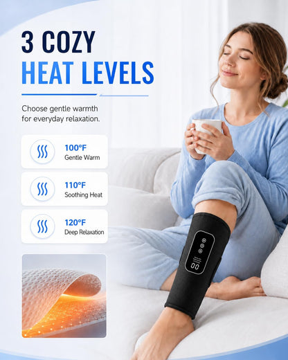 RIGHTMELL Cordless Leg Massager with Heat, Compression Calf Massager, Pair | Rechargeable Calf Wraps With 3 Modes, 3 Intensities, Adjustable Heat for Home and Office Use