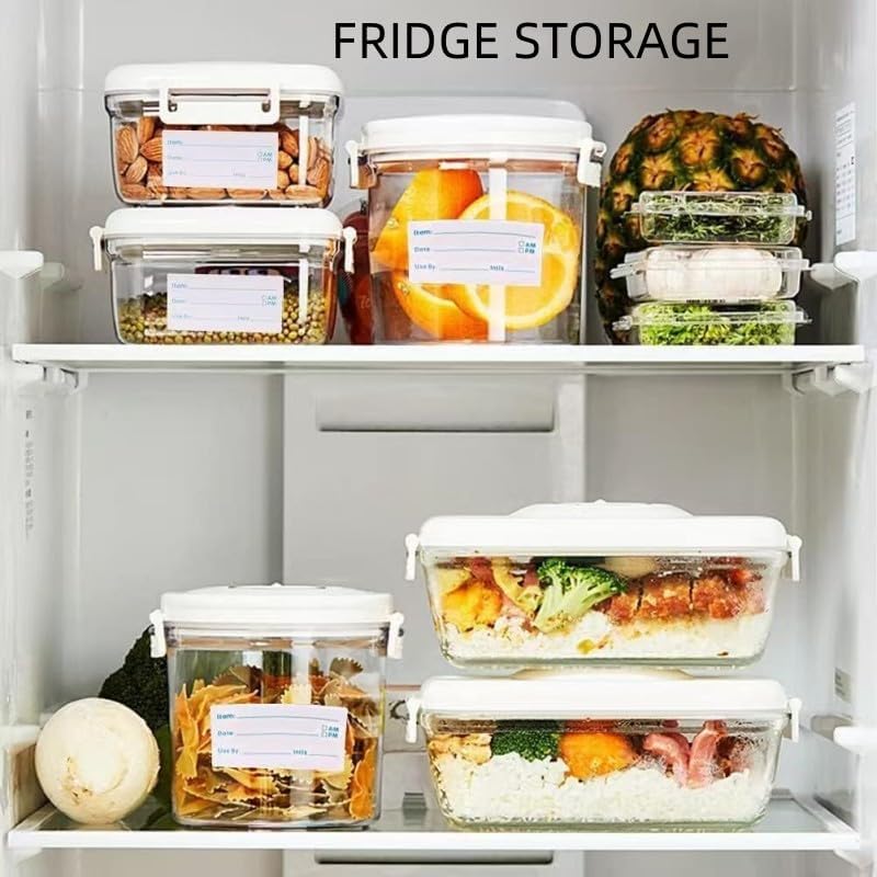 1000PCS Food Storage Labels, 2 Rolls Removable Freezer Labels, Waterproof Oil Resistant Food Date Stickers, Meal Prep Labels for Containers, Refrigerator, Kitchen Organization (Red + Blue)