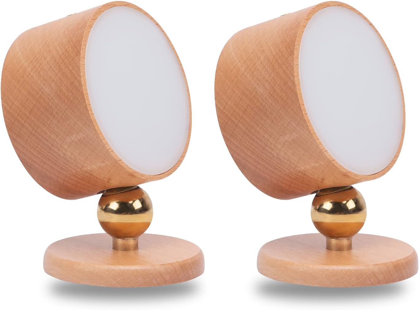 Wooden Wall Sconce 360° Rotatable Magnetic Stick on Bedside- Beech,1 PCS | Wall light self adhesive,dimmable touch control. USB-C port, minimalist style in hallways,closets,desk,reading,ambient