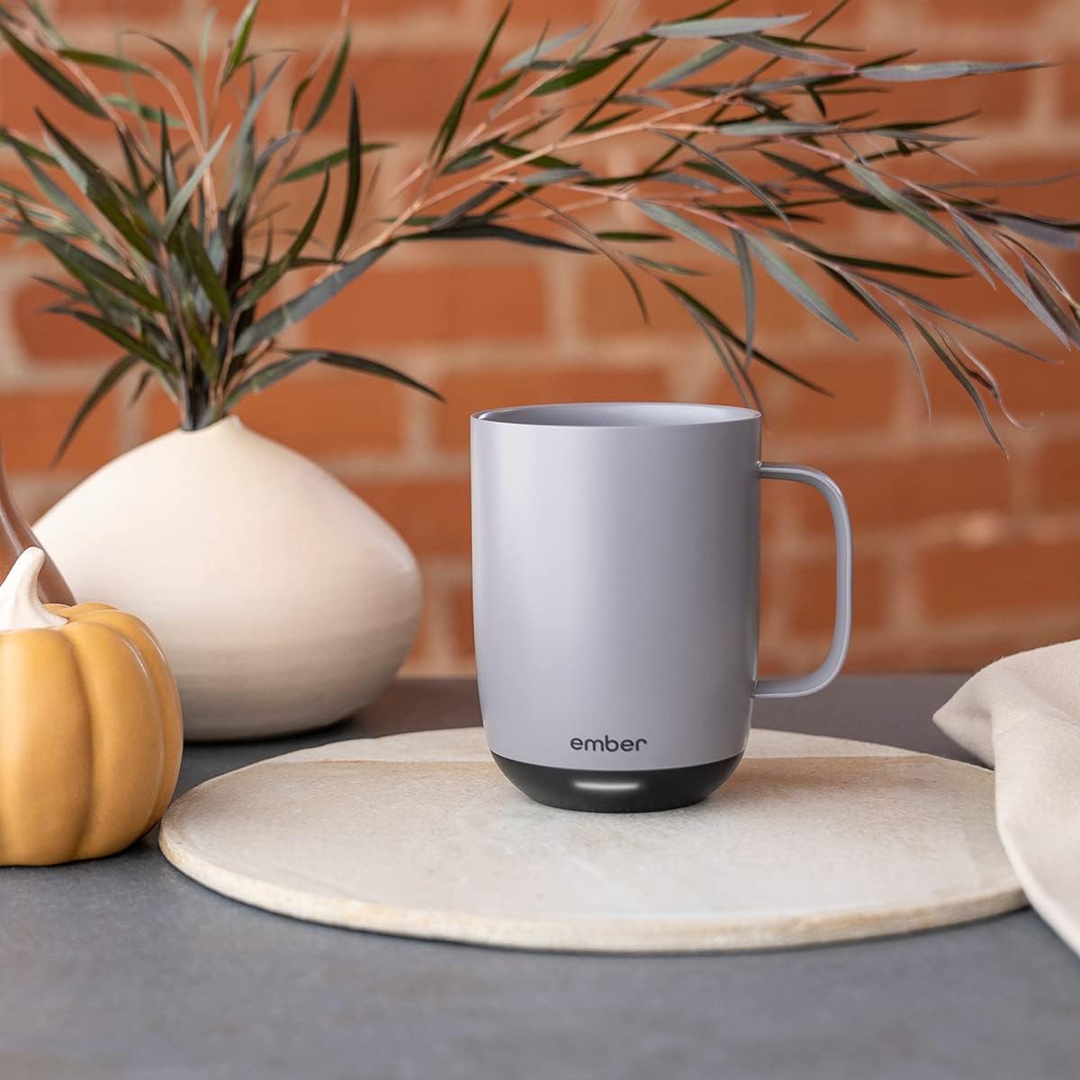 Ember Temperature Control 14oz Smart Mug 2, App-Controlled and Rechargeable Heated Coffee Cup Warmer with Intelligent LED Display, Sage Green.