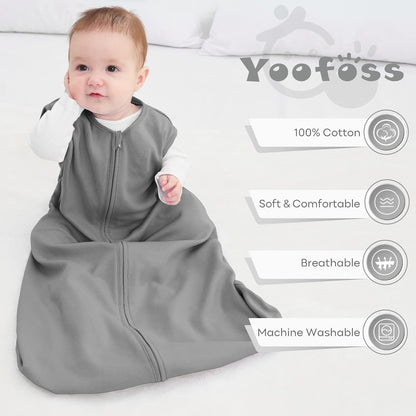 Yoofoss Baby Sleep Sack 0-6 Months Wearable Blanket for Babies 100% Organic Cotton 2-Way Zipper TOG 0.5 Toddler Sleeping Sack 3 Pack, Sleep Sacks