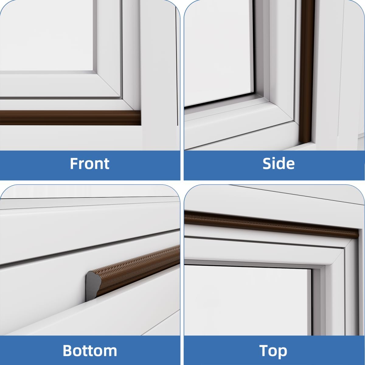 Kneelisa Wedge-Shape Window Weather Stripping Door Frame Seal 118” White | Upgrade Black Foam,Soundproofing,Draft Stopper,Winter Insulation,Noise Blocker, Gap Filler for Exterior Front Door Side