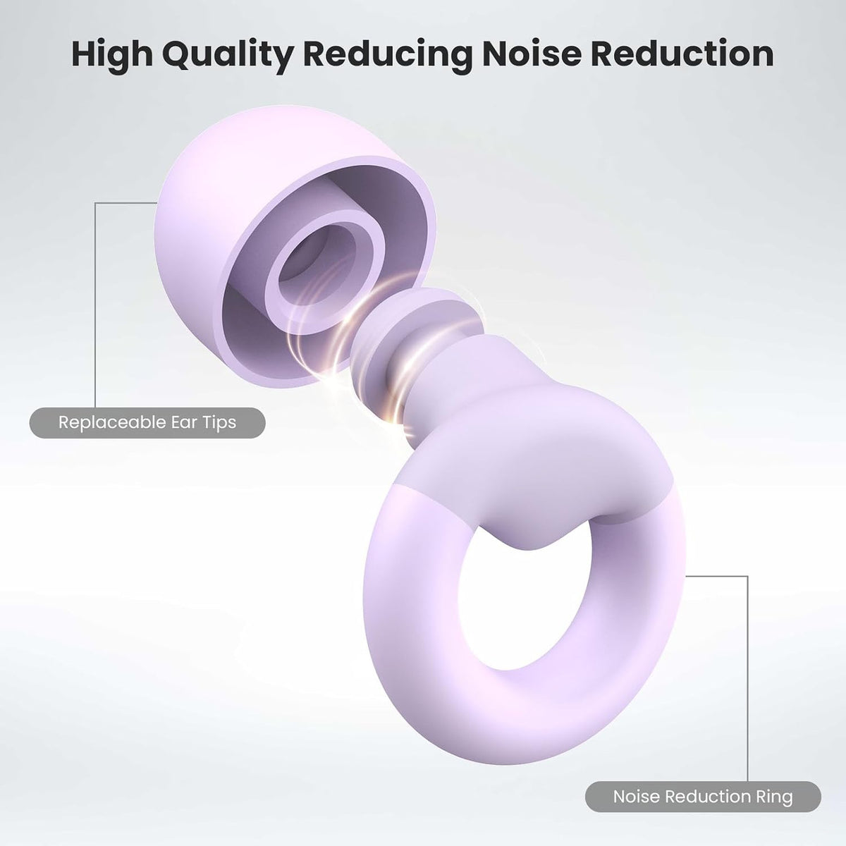 JUSTRVN Ear Plugs for Sleeping, 2 Pairs of Reusable Earplugs for Noise Reduction 25dB-30dB with 8 Ear Tips, Soft Hearing Protection Ear Plugs for Concert,Noise Sensitivity, Study & Work, Black
