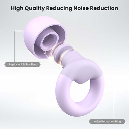 JUSTRVN Ear Plugs for Sleeping, 2 Pairs of Reusable Earplugs for Noise Reduction 25dB-30dB with 8 Ear Tips, Soft Hearing Protection Ear Plugs for Concert,Noise Sensitivity, Study & Work, Black