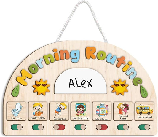 Morning Routine Chart for Toddler, Daily Routine Chart for Kids Age 2-6, Morning Schedule for Boy Girls, Visual Schedule, Chore Chart for Kids