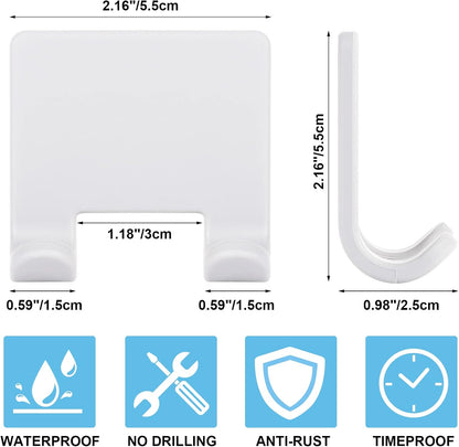 VANZAVANZU Razor Shaver Holder for Shower Wall Adhesive Hooks for Hanging, Bathroom Silicone Waterproof Shower Hooks Hair Brush Holder for Towel (2 Pack-White)
