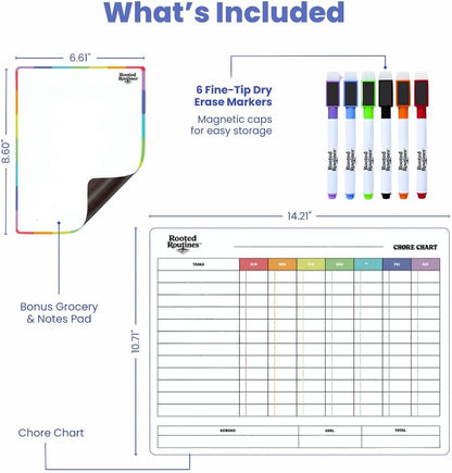 Large Magnetic Chore Chart for Refrigerator, Dry Erase Responsibility Board & Reward Tracker for Kids, Multiple Children, and Adults