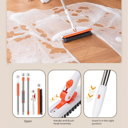 Grout Cleaning Brush with Adjustable Long Handle, V-Shaped Grout Scrub Brush for Tile Floors, 2 in 1 Stiff Bristle Scrub Brush for Crevice, Tile Line, Shower, Kitchen, Bathroom