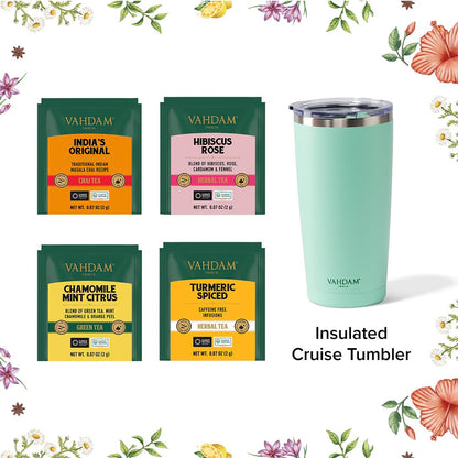 VAHDAM, Assorted Herbal Tea Sampler (18 Tea Bags, 9 Flavors) Caffeine-Free, Non-GMO | Double Infusion, Individually Enveloped Tea Bags | Herbal Tea Assortmen