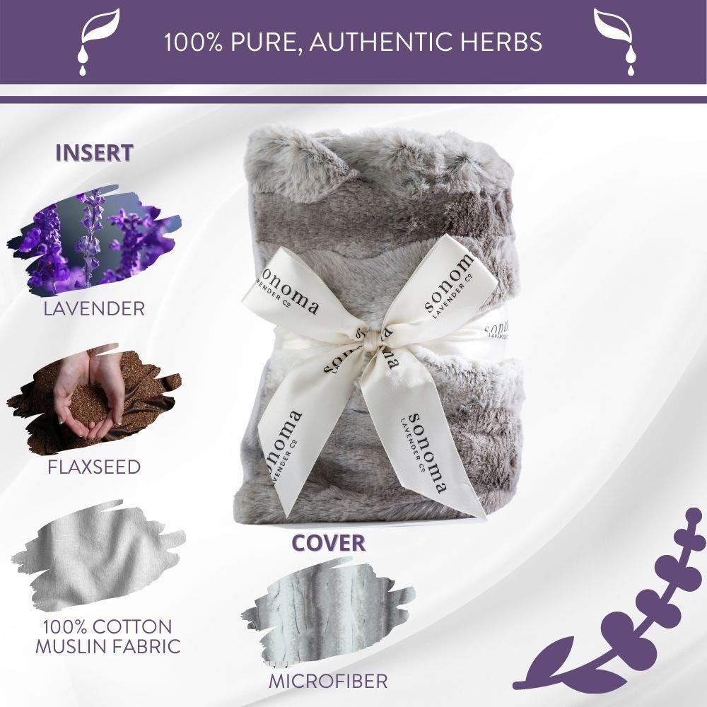 Sonoma Lavender Spa Heat Wrap for Neck, Shoulders and Lower Back, Microwaveable Lavender Aromatherapy Heating Pad, Removable and Washable Covers, Stress and Pain Relief (9" x 26", Lilac Dot)
