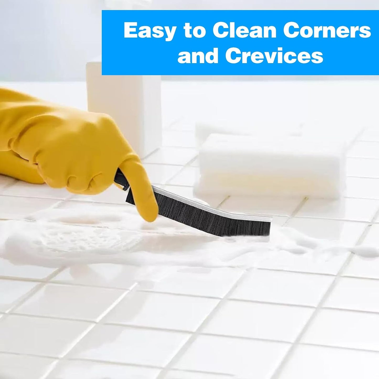 Crevice Cleaning Brush 9-Pack - Heavy Duty Hard Bristle Gap Brush for Deep Cleaning - Ultra-Thin Window Track Cleaning Tool for Shower Grout