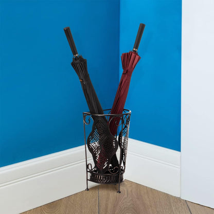 Dualplex Umbrella Holder Umbrella Stand Rack Metal Entry Hallway Décor w/Removable Drip Tray for Home Office Holds Umbrellas Canes Walking Sticks 16" Tall (Square, Antique)