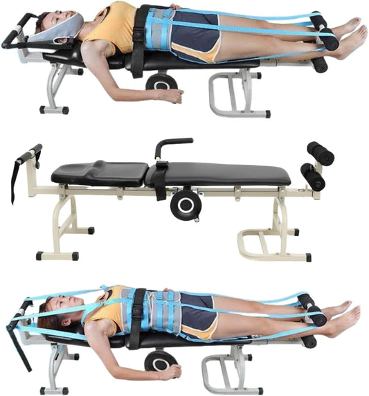 Traction Table,Traction Bed Folding Massage Bed Cervical and Lumbar,Back Stretcher Decompression Without Going Upside Down, Body Spinal Decompression Neck Stretcher Cervical Traction Device