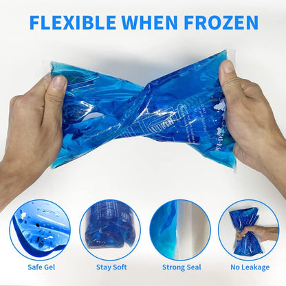Ice Packs for Injuries Reusable Gel - Hot Cold Gel Ice Pack for Injury, Pain Relief, Rehabilitation - Flexible Ice Packs for Knee, Shoulder, Back, Neck, Wrist - 4.7" x 12.2"