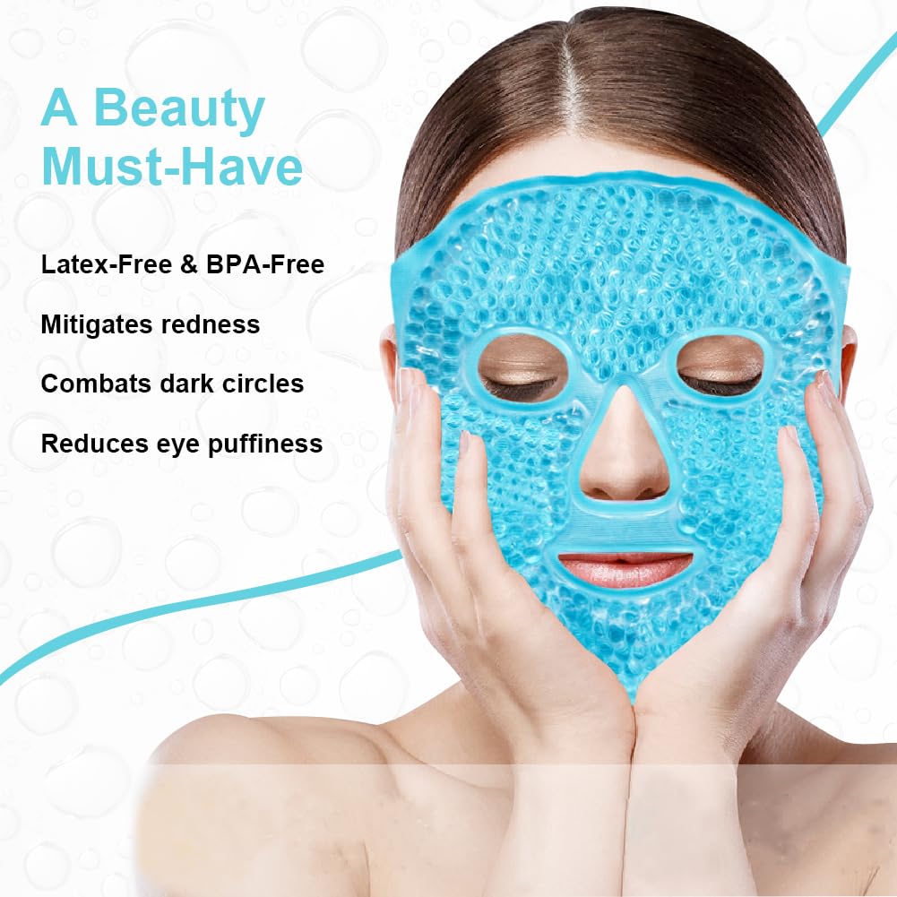 Cold Face Eye Masks Ice Face Mask Hot Cold Compress for Dark Circles, Puffiness, Migraines, Headache, Stress, Redness, Cooling Face Masks for Women Man, Skin Care
