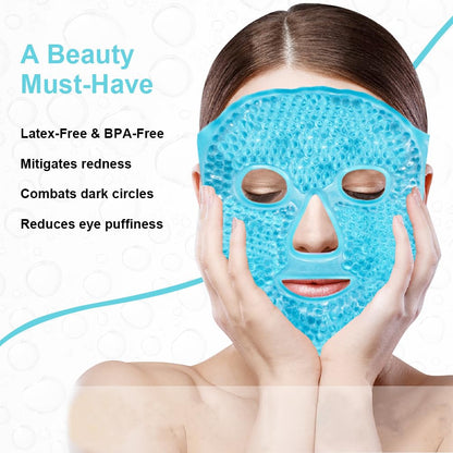 Cold Face Eye Masks Ice Face Mask Hot Cold Compress for Dark Circles, Puffiness, Migraines, Headache, Stress, Redness, Cooling Face Masks for Women Man, Skin Care