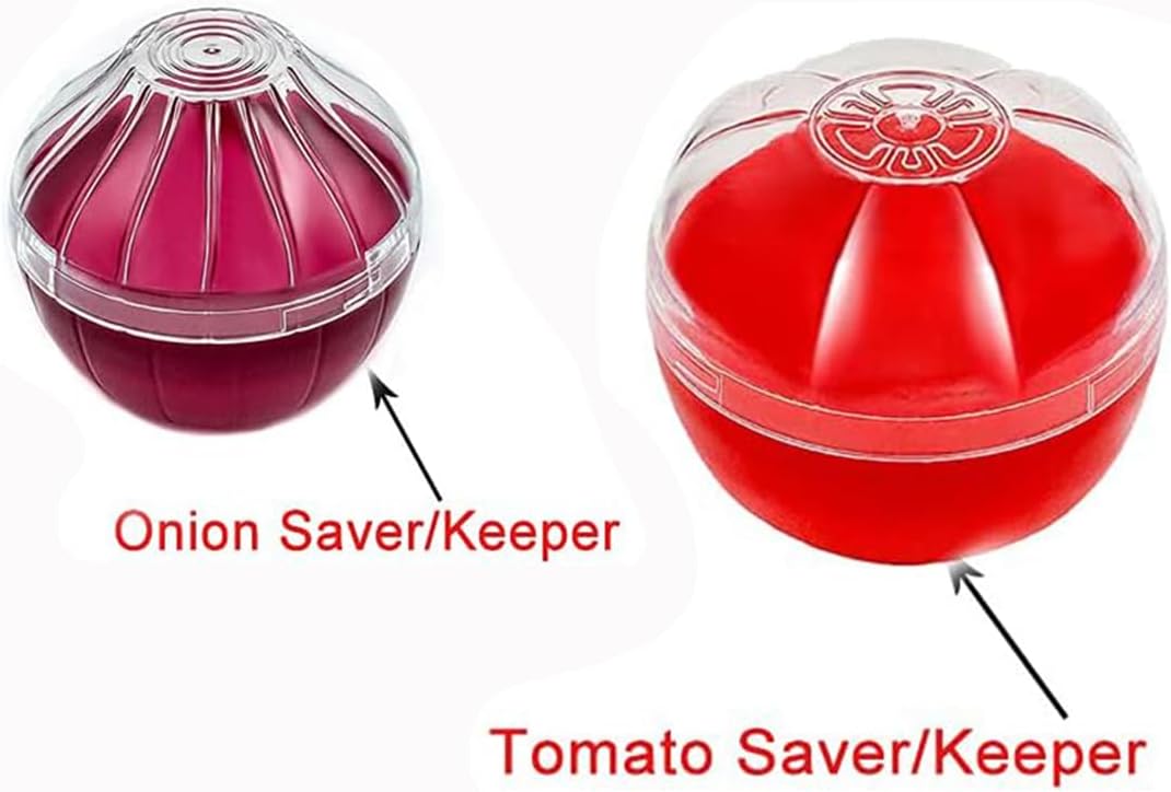Onion Garlic Lemon Avocado Saver Storage Keeper Holder for Fridge, BPA Free Tomato Vegetable Shaped Food Saver/Storage Containers, 5-piece Set Bundle
