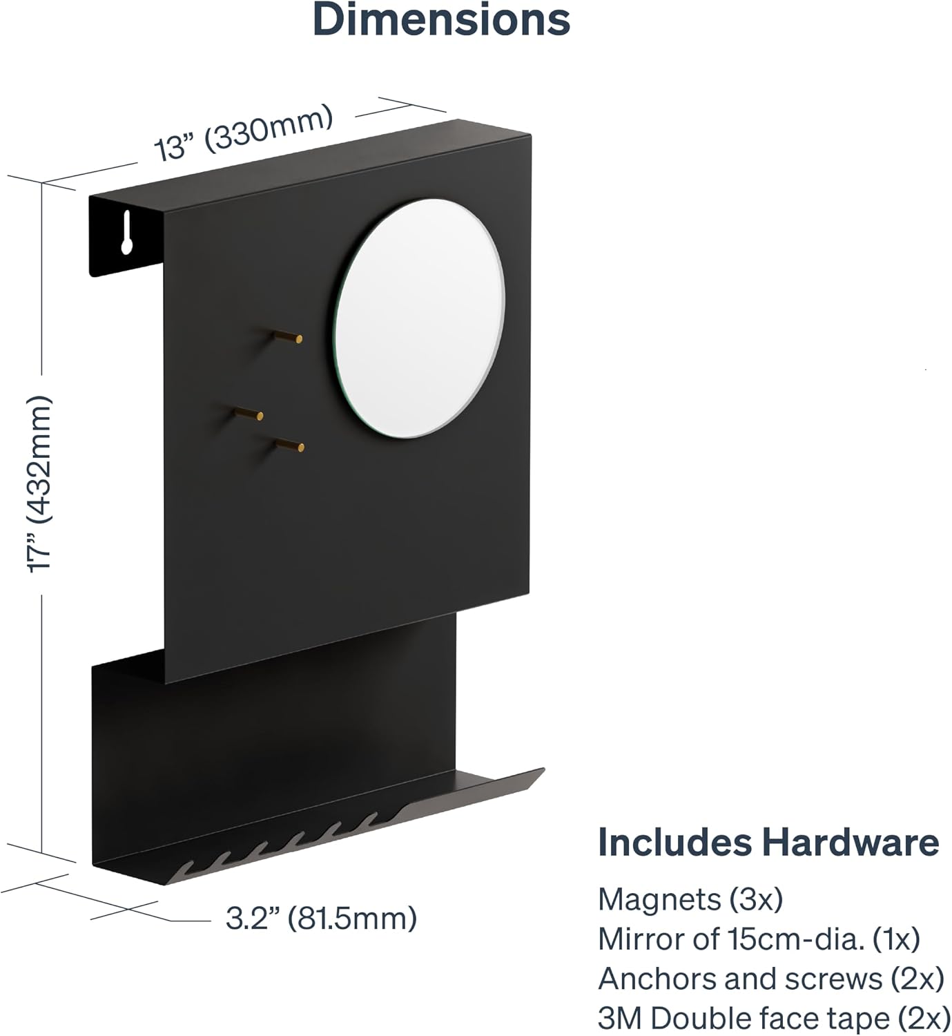 Key Holder Wall Mount and Mail Organizer - Hide Your Mail with a Modern and Minimal Look (Black)
