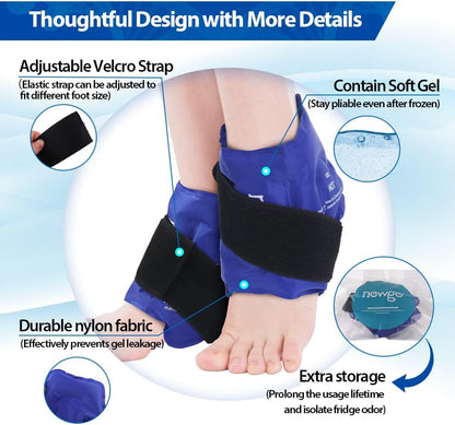 NEWGO Ankle Ice Wrap – Reusable Cold Pack for Swelling & Post-Surgery | Reusable Gel Ice Wrap for Ankle, Cold Therapy for Sprains, Swelling, and Post-surgery Recovery, Ideal for Ankle Injuries