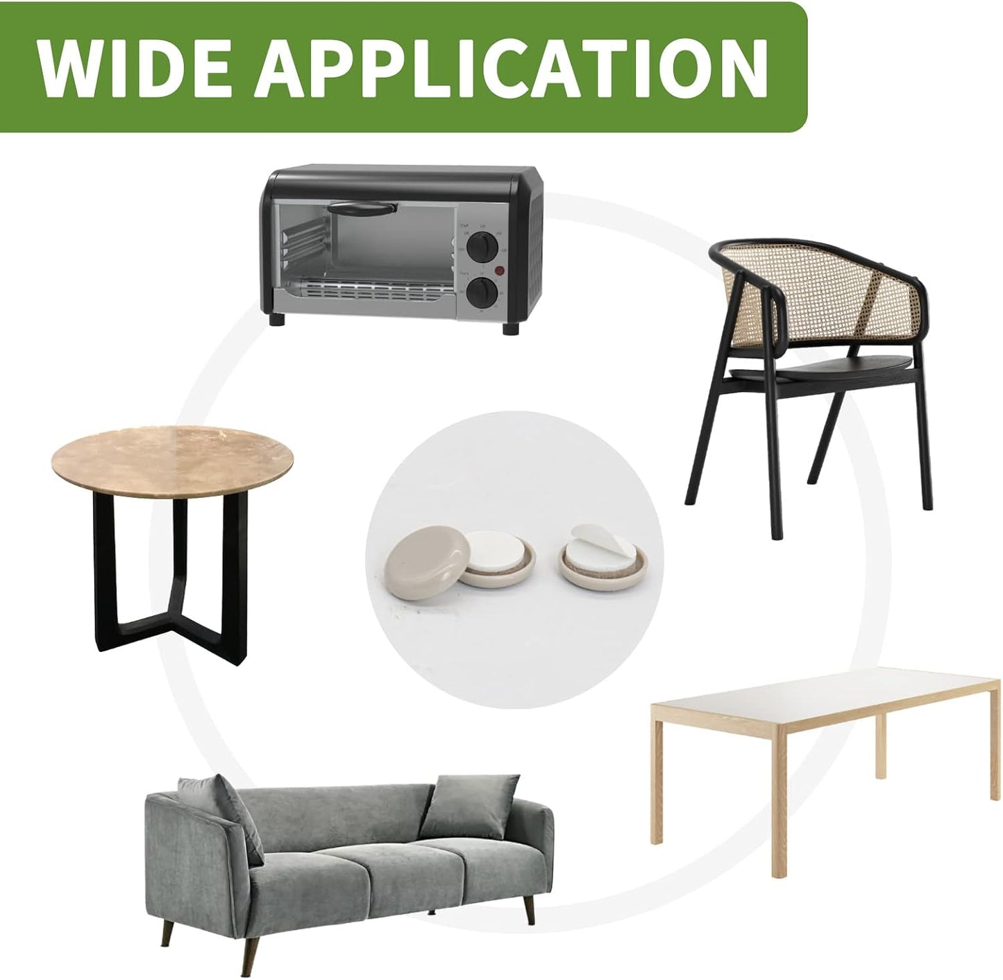 Furniture Sliders for Carpet 8 PCS - 3 1/2" Beige | Furniture Moving Sliders, Chair Leg Floor Protectors, Carpet Sliders for Furniture - Move Your Furniture Easily & Safely