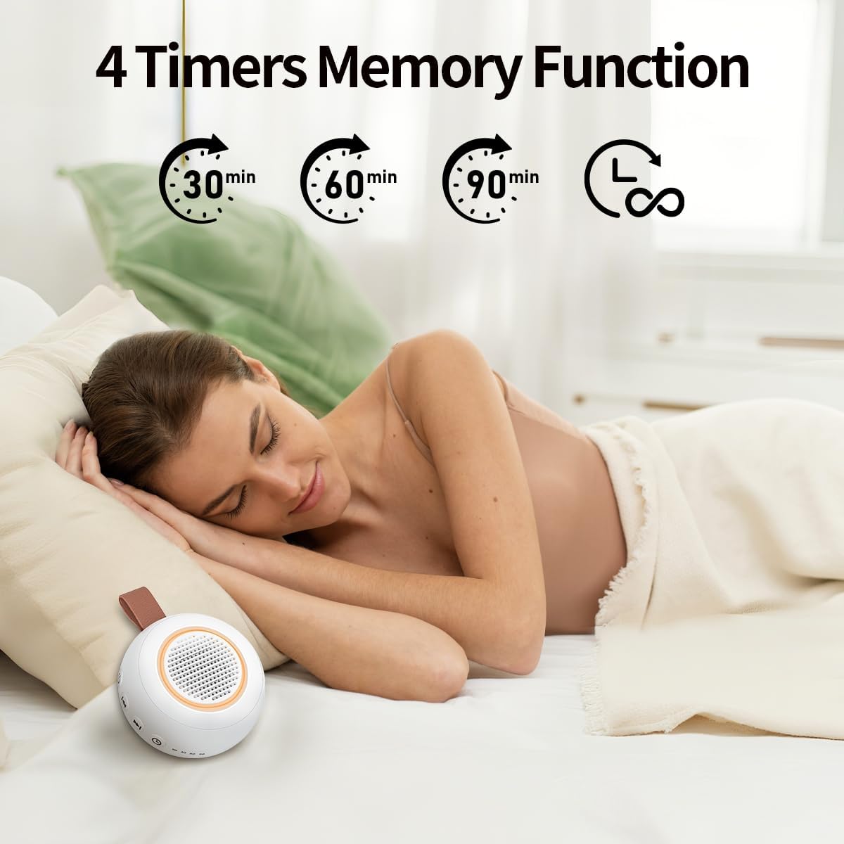 Sound Machine Noise Machine with 30 Soothing Sounds 12 Night Lights 4 Timers Memory Function 32 Level Volumes Rechargeable Battery for Sleeping Working Relaxing for Baby Adults Kids White