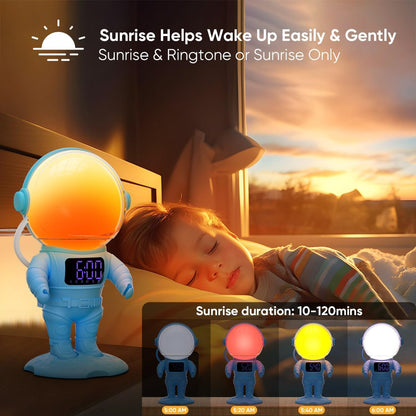 AFEXOA Astronaut Sunrise Alarm Clock with Wake Up Light for Kids