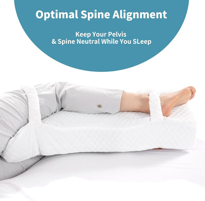 HOMBYS Memory Foam Knee Pillow for Side Sleepers-Leg Pillow for Sleeping with Straps,Hip & Leg Elevation for Pregnancy and Relief Lower Back Pain, Separates The Knees for Body Alignment (28"x11"x4")
