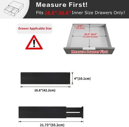 Utoplike 4 Pcs Bamboo Kitchen Drawer Dividers, Large Drawers Organizers | Adjustable Spring Loaded Expandable Organization, Works in Dresser, Bathroom, Bedroom, Office, Fit 17.8"-20.6" Drawer, 2.4"H