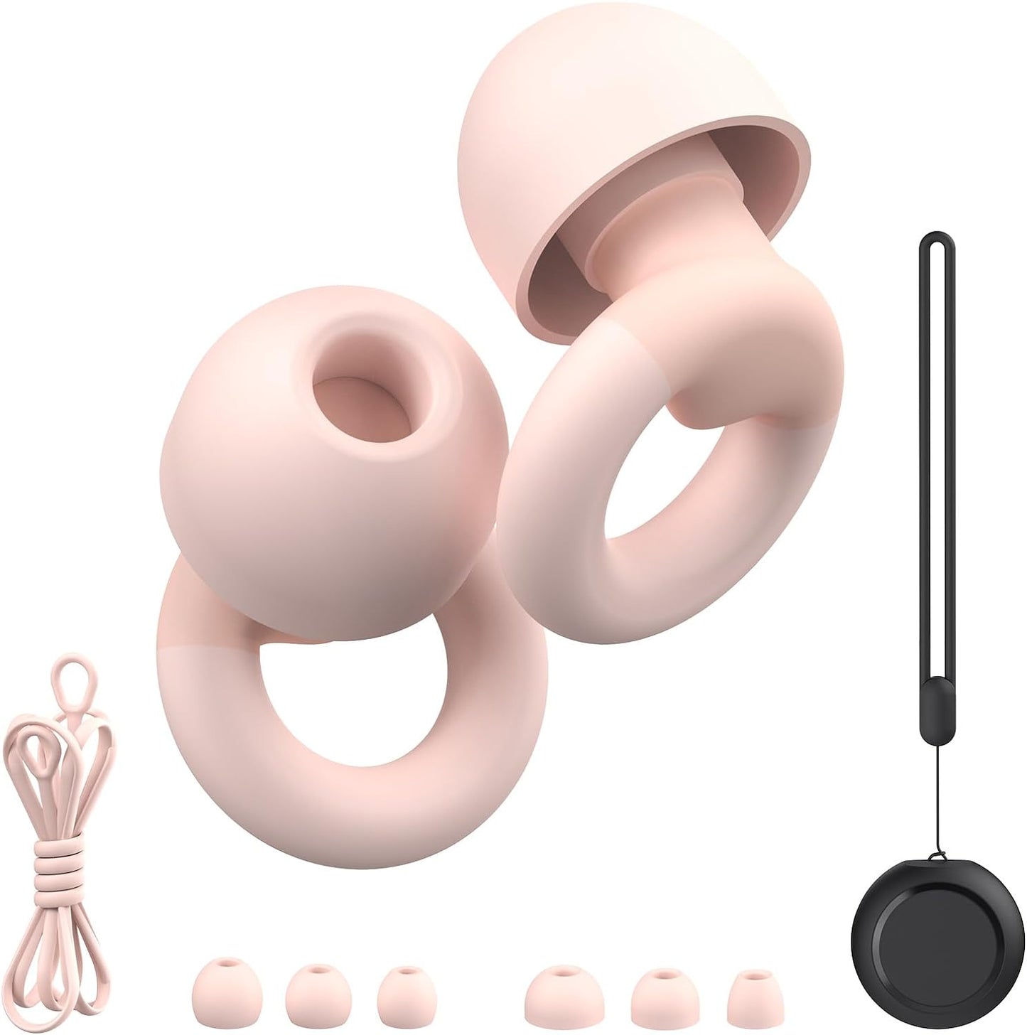JUSTRVN Earplugs for Sleeping,Noise Reduction Soft Silicone Ear plugs with 7 Pairs Ear tips&One Connection Cord,Hearing Protection Reusable Earplugs for Sleeping,Concert,Work&Sound Reduction 25dB-30db