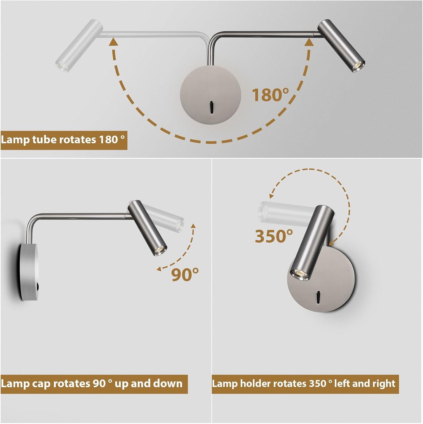 ZEROUNO Wall Mounted Reading Light for Bedroom LED Hardwired Sconce with Switch on/Off Modern 3000K Swing Arm Bedside Wall Mount Lamp (Black)