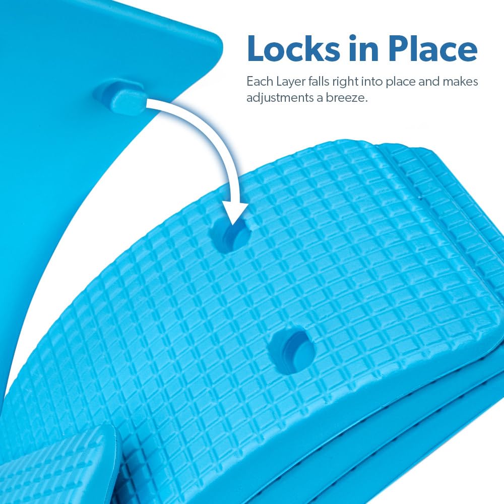 (Blue), Adjustable Lower & Upper Back Stretcher For Lumbar Support Spine Alignment & Back Pain Relief By Renowned Kinesiologist Dr. Sinett