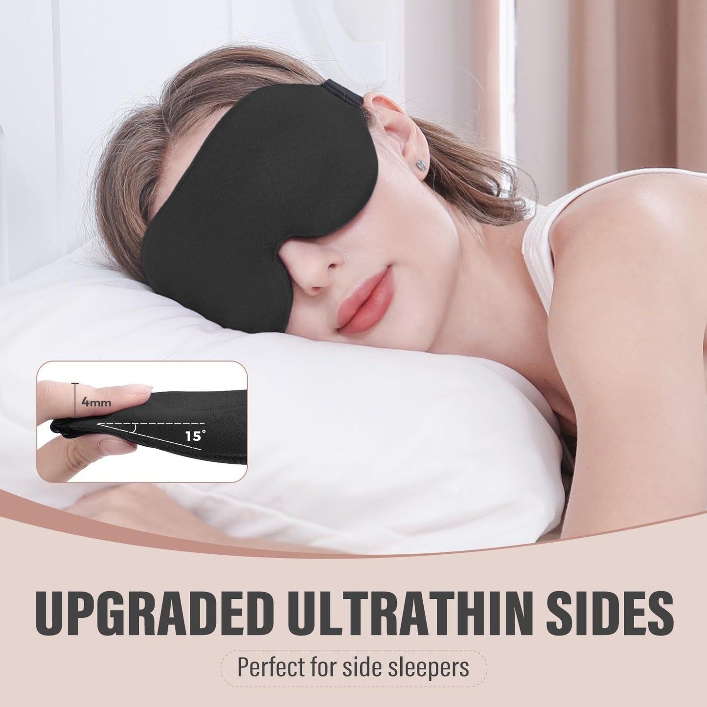 YIVIEW Sleep Mask for Side Sleeper, Complete Light Blocking 3D Sleeping Eye Mask, Soft Breathable Eye Cover for Women Men, Relaxing Zero Pressure Night Blindfold | Soft Breathable Eye Cover for Women Men, 3D Sleeping Eye Mask Black, Relaxing Travel