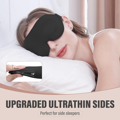 YIVIEW Sleep Mask for Side Sleeper, Complete Light Blocking 3D Sleeping Eye Mask, Soft Breathable Eye Cover for Women Men, Relaxing Zero Pressure Night Blindfold | Soft Breathable Eye Cover for Women Men, 3D Sleeping Eye Mask Black, Relaxing Travel