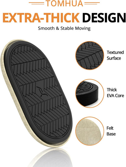 Furniture Sliders for Hardwood Floors Felt Heavy-Duty Furniture Movers | 8 Pack 9-1/2" Oval Reusable Furniture Slider with Extra Thick Design Beige Felt Sliders for Hard Surfaces Effortless Moving