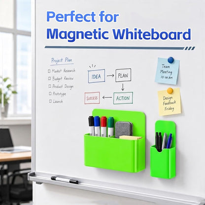 Magnetic Pen Holder, 2 Pack Magnetic Dry Erase Marker Holder, Black Strong Magnetic Marker Holder Pen Pencil Organizer for Whiteboard, Refrigerator, Office, Locker Accessories, Classroom Must Haves