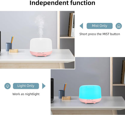 300ML Remote Control Air Diffusers for Essential Oil, Aroma Ultrasonic Scent Diffuser, Aromatherapy Humidfier Diffuser, 7 Color Changing LED Light, Auto-Off, Timer for Home, Room, Office, Kids