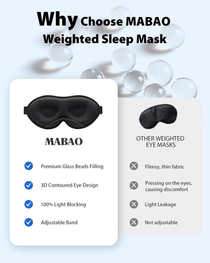 MABAO Weighted Sleep Mask, 100% Blackout Blindfold for Sleeping, Black