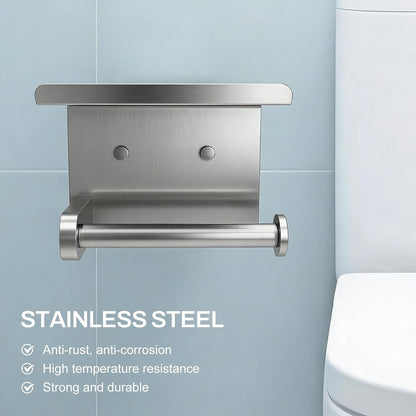 SetSail Toilet Paper Holder with Shelf Adhesive or Screw-in Matte Black | Adhesive or Screw-in,Waterproof and Rustproof Stainless Steel,Wall Mount Design,for Bathroom Hardware Accessories