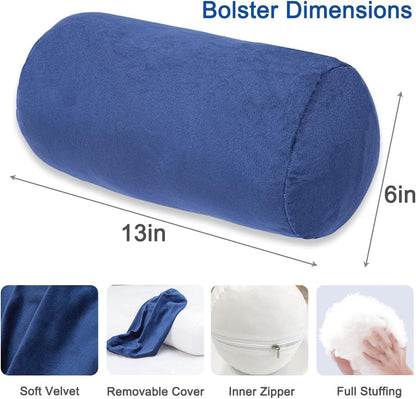 1 MIDDLE ONE Round Cylinder Bolster Pillow with Removable Cooling Cover, Tube Roll Cervical Pillow for Head, Neck, Back and Legs Support, 13"x 6", Grey