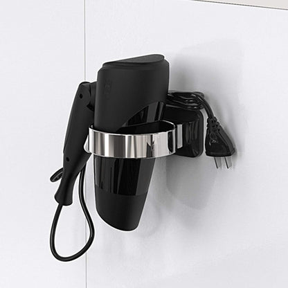 Hair Dryer Holder For Wall Mount , Bathroom Cabinet Door Blow Dryer Stand | Blow Dryer Holders - Extra Large Rim Compatible with Most Hair Dryers, Mount Chrome Finished (Silvery)