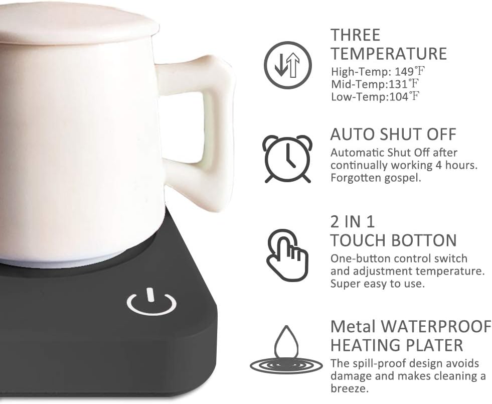VOBAGA Coffee Mug Warmer, 4 Hours Auto Shut Off Cup Warmer for Office Home Desk with 3 Temperature Settings, Electric Beverage Warmer for Cocoa,Tea, Milk, Soup, for Coffee Gifts, Sky Blue (No Cup)