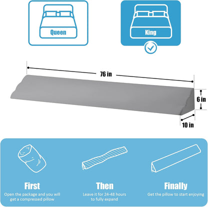 MEGCXIT King Bed Wedge Pillow for Headboard, 76"×10"×6", White | Bed Gap Filler, Triangle Pillow Wedge for Headboard Gap, Bolster Pillows for Beds, Anti-Slip Mattress Wedge Gap Filler