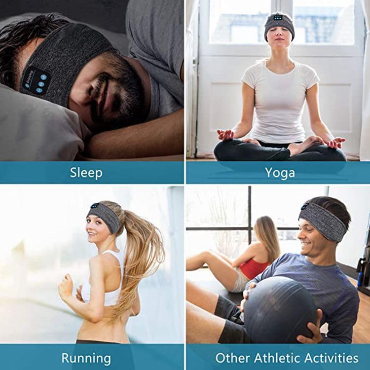 Wireless Bluetooth Sports Headband Headphones Ultra-Thin HD Stereo Perfect for Sleeping,Workout,Jogging,Yoga,Insomnia, Air Travel, Meditation Gray