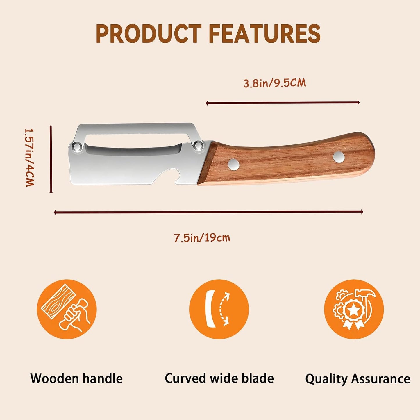 Multi-Functional Vegetable Peeler for Kitchen with Wooden Handle and Bottle Opener, 2 in 1 Stainless Steel Veggie Peeler Kitchen Gadgets Tool for Fruit Potato Pumpkin Apple Carrot Papaya