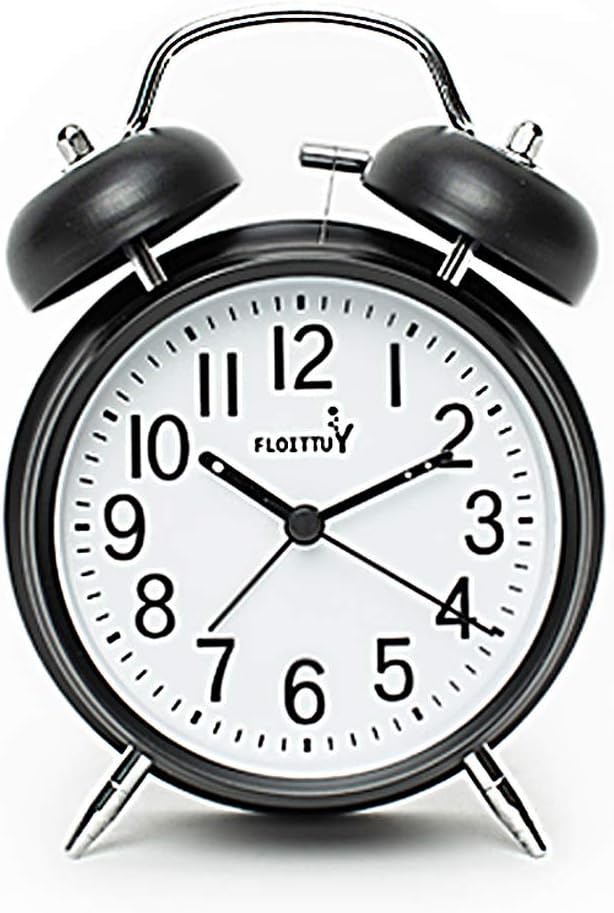 FLOITTUY Loud Alarm for Deep Sleepers 4'' Twin Bell Alarm Clock with Backlight for Bedroom and Home Decoration(Green)