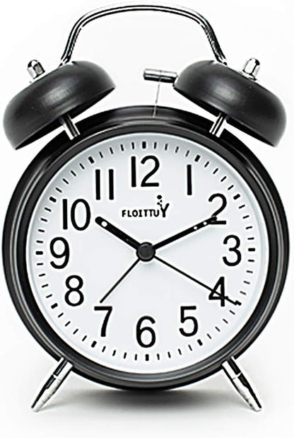 FLOITTUY Loud Alarm for Deep Sleepers 4'' Twin Bell Alarm Clock with Backlight for Bedroom and Home Decoration(Green)