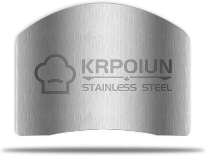 2 Pcs Finger Guard for Cutting aid, Kitchen Tool, Stainless Steel Knife Protector, Adjustable Hand Protect Fingers, Avoid Hurting, Slicing and Chopping, Silver