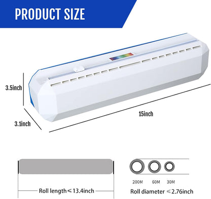 Plastic Wrap Dispenser With Cutter, Reusable Cling Film Dispenser, Cling Wrap Dispenser With Slide Cutter, Also For Aluminum Foil, Tin Foil, Baking Paper (L)